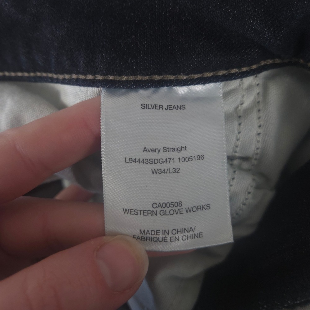 Silver Jeans Co Jeans Womens 34x32 Dark Indigo Avery Straight Leg Stretch Denim - Picture 7 of 11